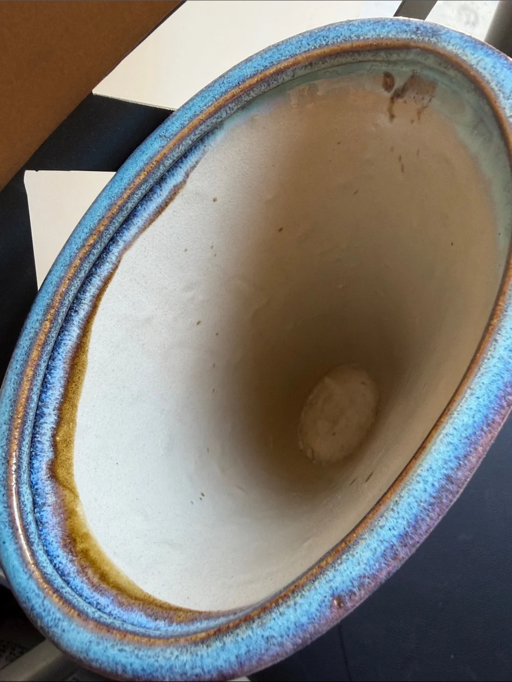 Tall Ceramic Flared Vase in Blue Purple Glaze custom designed by Michaels artist